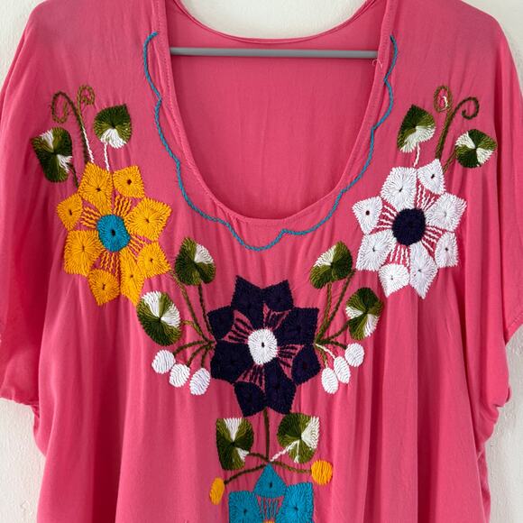 Embroidered Artesanias Mayte Top Jalapa Blouse Mexican Floral Tunic Shirt - Picture 9 of 10
